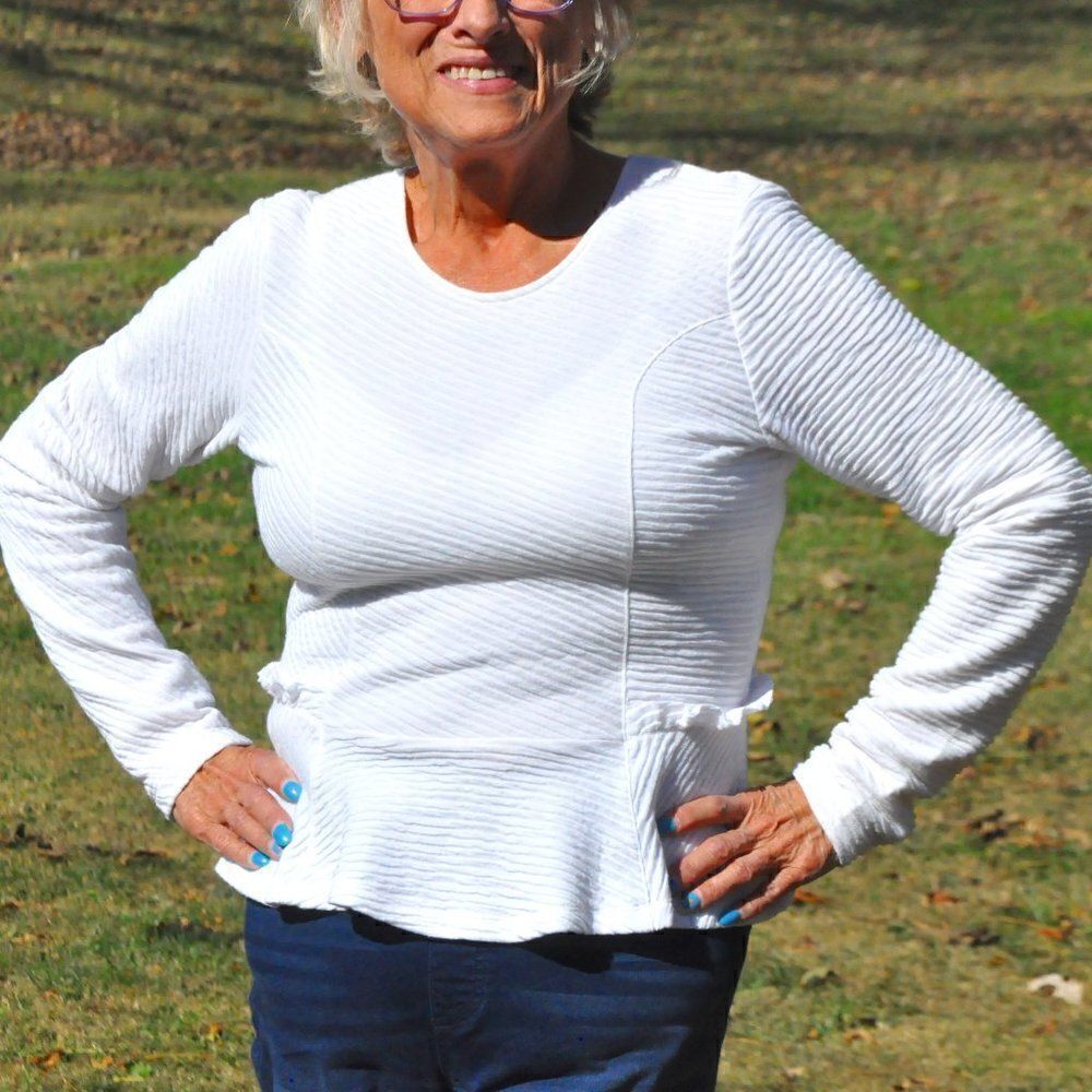 Fever White Ribbed Long Sleeve Blouse